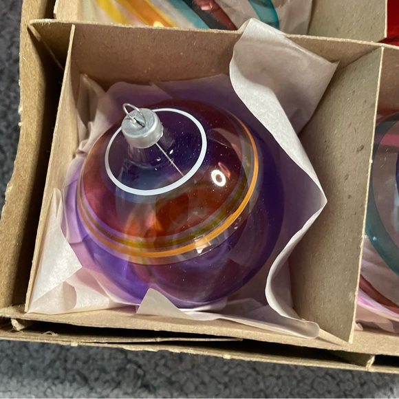 Vintage Kurt Adler Glass Striped Ornaments Hard To Find Christmas Holiday - Picture 11 of 13